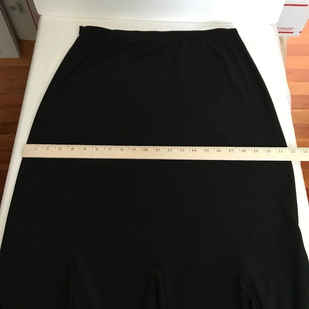 SUSAN LAWRENCE Black Midi Skirt Flounce Ruffle Women’s Size XL